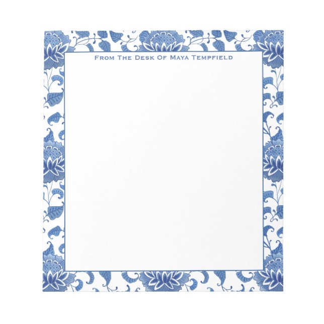 Chinoiserie Chic Antique Blue And White Ginger Jar Notepad (Front)