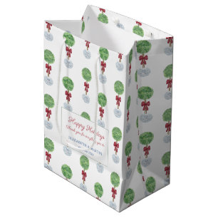 Chinoiserie Chic Boxwood Topiary Merry Christmas Medium Gift Bag