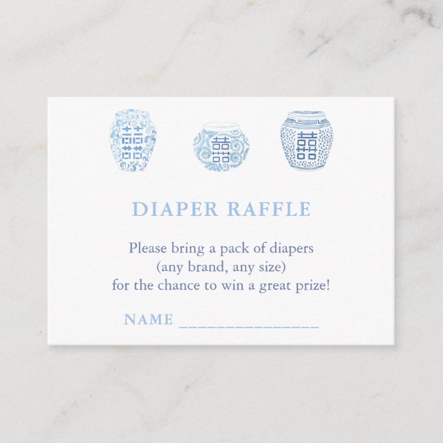Chinoiserie Chic Diaper Raffle Baby Shower Enclosure Card (Front)