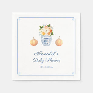 Chinoiserie Chic Fall Orange And Navy Baby Shower Napkin