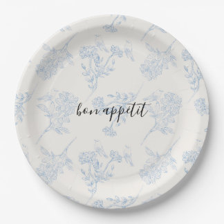 Chinoiserie Chic Floral Bon Appetit Paper Plates