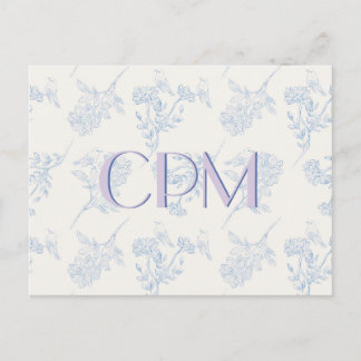 Chinoiserie Chic Floral Monogrammed Postcard