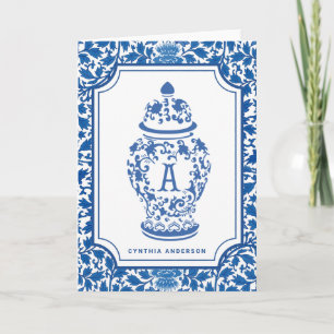 Chinoiserie Chic GingerJar Monogram A Note Card