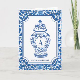 Chinoiserie Chic GingerJar Monogram Note Card