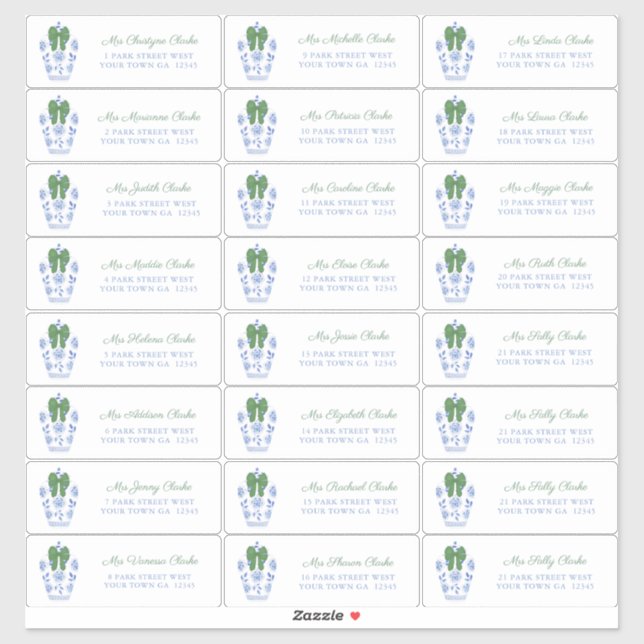 Chinoiserie Chic Holiday Cards Address (Sheet)