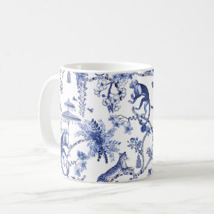 Chinoiserie Chic Jungle Toile   Blue and White Coffee Mug