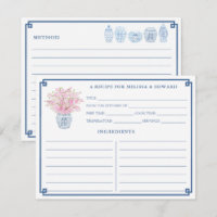 Chinoiserie Chic Pink and Blue Recipe Card