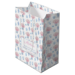 Chinoiserie Chic Pink & Blue Bridesmaids Thank You Medium Gift Bag