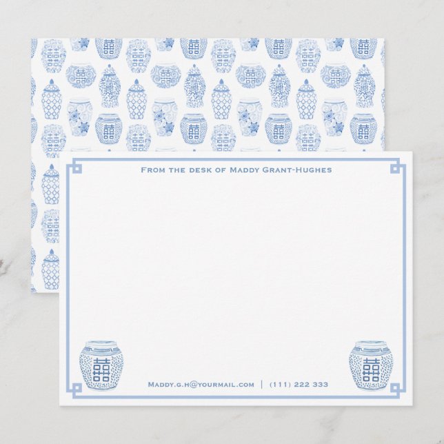 Chinoiserie Chic Stationery From The Desk Of Name Card (Front/Back)
