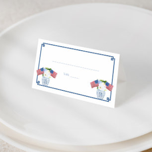 Chinoiserie Chic USA Flag Ginger Jar Wedding Lunch Place Card