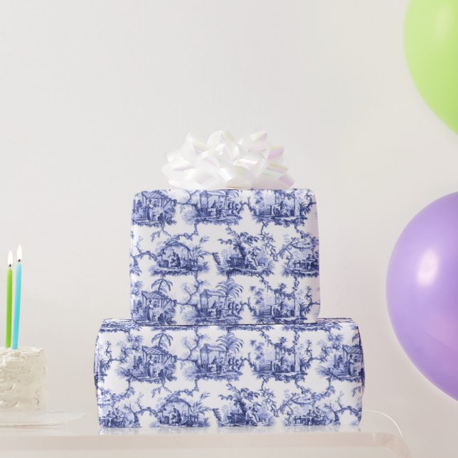 Chinoiserie China Blue Wrapping Paper (Party Gifts)