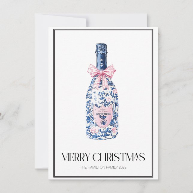 Chinoiserie Christmas Bubble Preppy Photo  Holiday Card (Front)