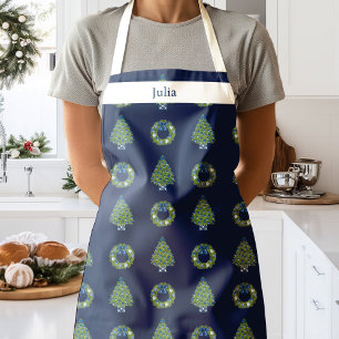 Chinoiserie Christmas Navy Blue  Apron