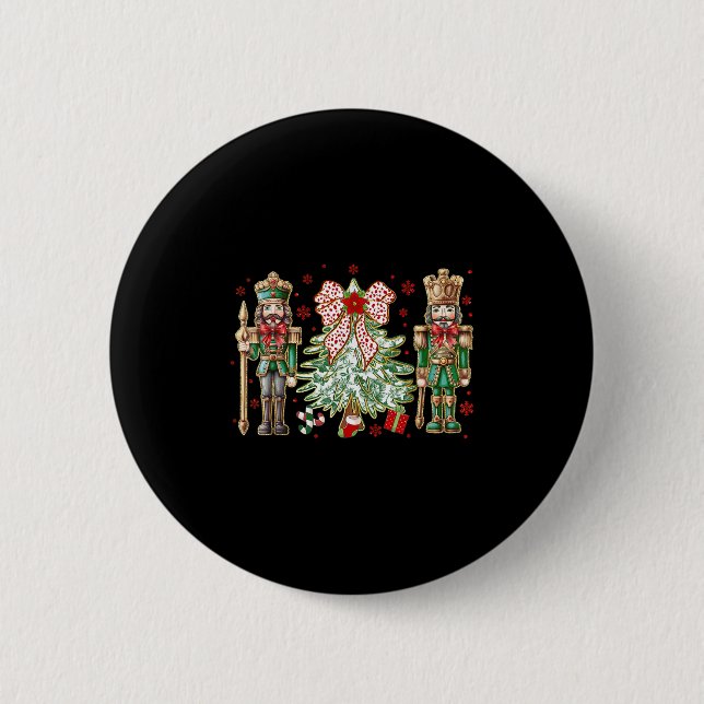 Chinoiserie Christmas Nutcracker Christmas Tree Co 6 Cm Round Badge (Front)