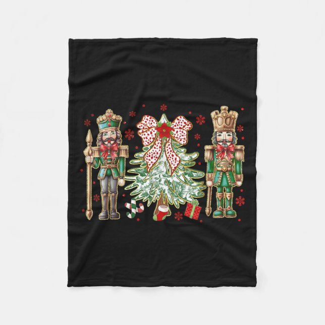 Chinoiserie Christmas Nutcracker Christmas Tree Co Fleece Blanket (Front)