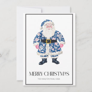 Chinoiserie Christmas Santa Preppy Photo  Holiday Card