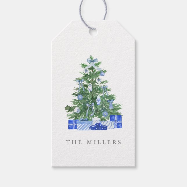 Chinoiserie Christmas Tree Gift Tag // Custom Name (Front)