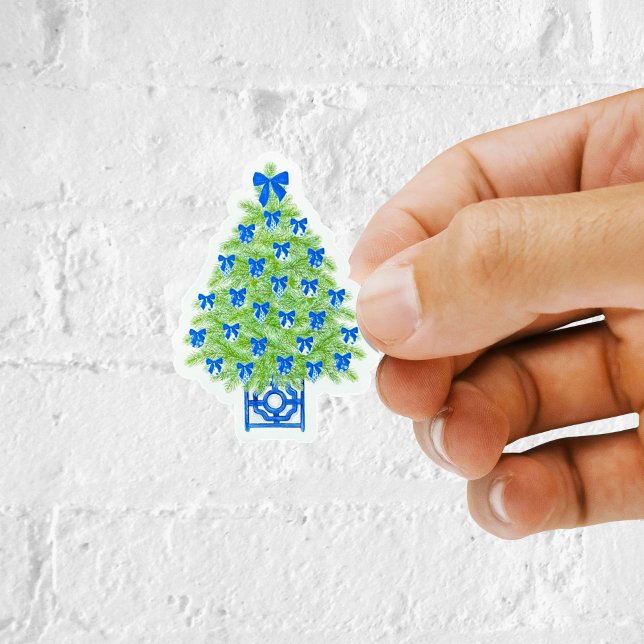 Chinoiserie Christmas Tree Vinyl Sticker (Chinoiserie Christmas tree sticker)