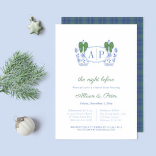 Chinoiserie Christmas Wedding Rehearsal Dinner Invitation