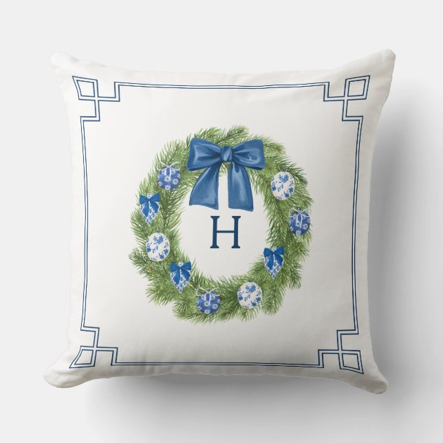 Chinoiserie Christmas Wreath  Cushion (Front)