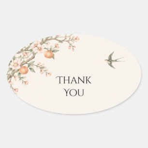 Chinoiserie Citrus Blossom Bird Sticker