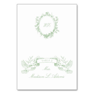 Chinoiserie Classic Green Birds Foldable Name Card