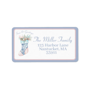 Chinoiserie Coastal stocking Return Address Label
