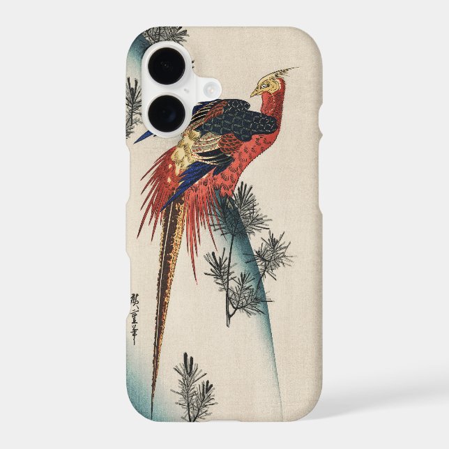 Chinoiserie Colourful Pheasant Bird & Pine Art (Back)