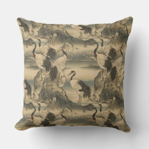 Chinoiserie Crane Bird Scenery Cushion