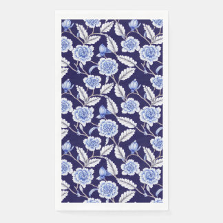 Chinoiserie Delft Blue Floral Porcelain Pattern Napkin