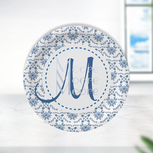 Chinoiserie Delft Blue Pattern•Custom Paper Plate (Creator Uploaded)
