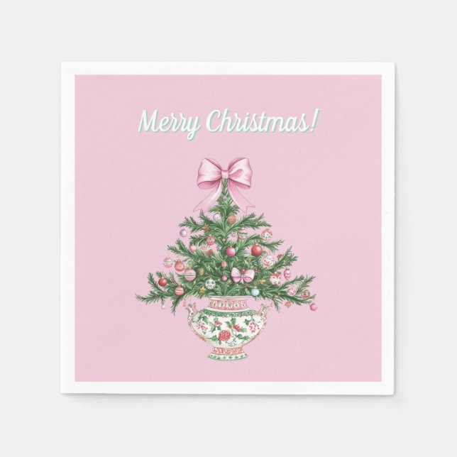 Chinoiserie Design Christmas Cocktail Napkin (Front)