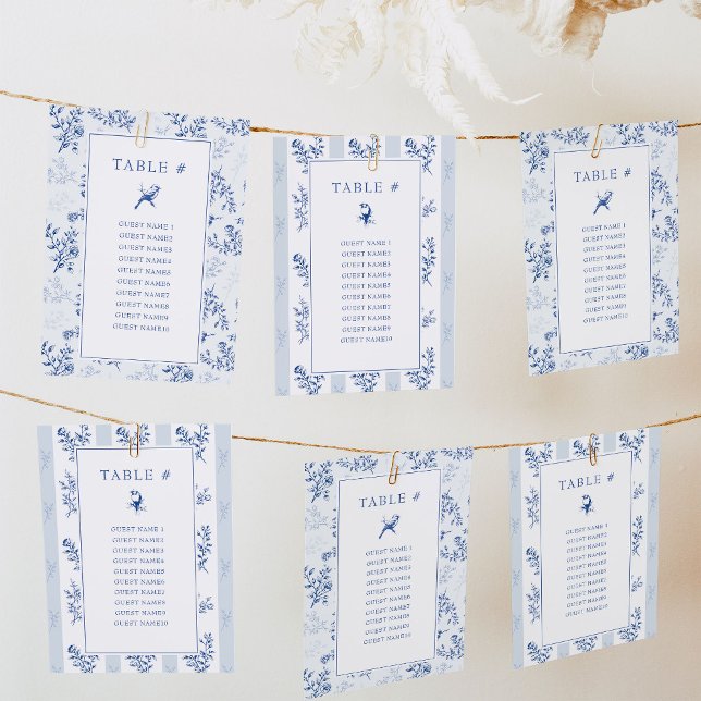 Chinoiserie double-side Wedding Seating Chart Card (Hanging Wedding Seating Chart Cards from Chinoiserie Wedding Collection by Darling & May)