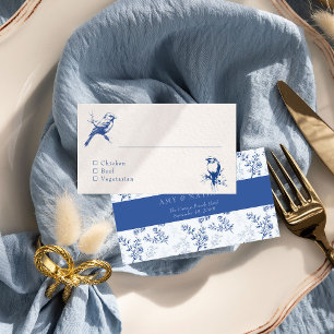 Chinoiserie double-sided Blue Wedding Place Card