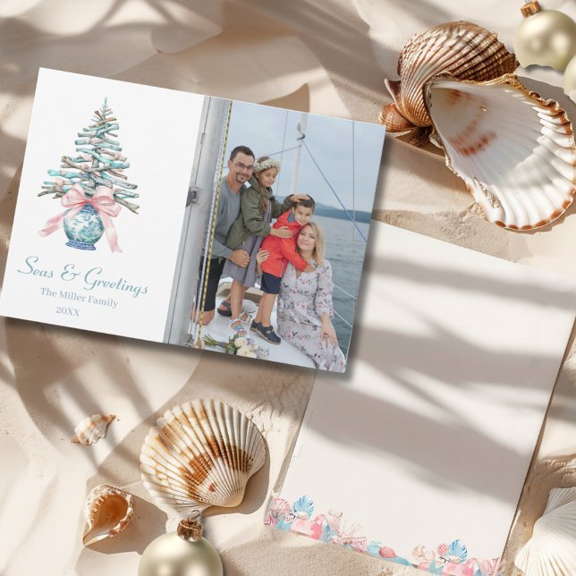 Chinoiserie Driftwood Christmas Tree photo Holiday Card (Chinoiserie Driftwood Christmas Tree photo Holiday Card)