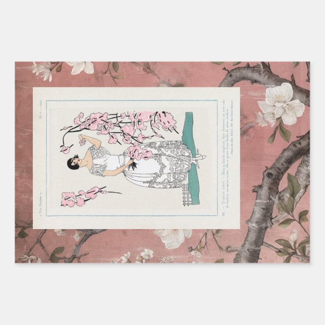 Chinoiserie Dusty Pink + Fashion Wrapping Paper Sheet (Front 2)