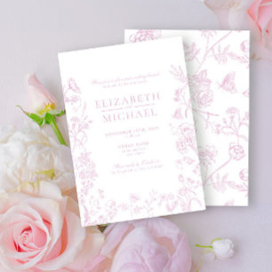 Chinoiserie Dusty Rose Floral Post Wedding Brunch Invitation