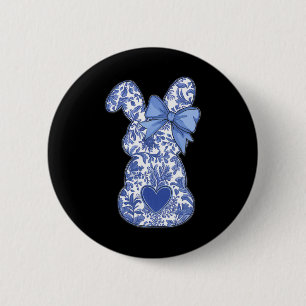 Chinoiserie Easter Blue Toile Vintage Boho Floral 6 Cm Round Badge