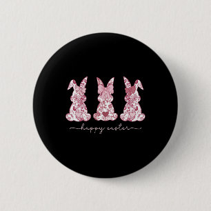 Chinoiserie Easter Bunny Pink Bow Coquette Cute Mo 6 Cm Round Badge