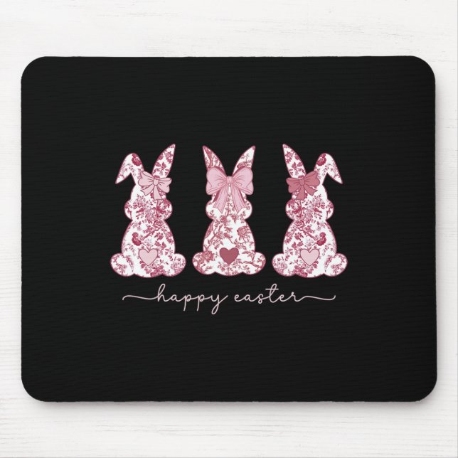 Chinoiserie Easter Bunny Pink Bow Coquette Cute Mo Mouse Mat (Front)