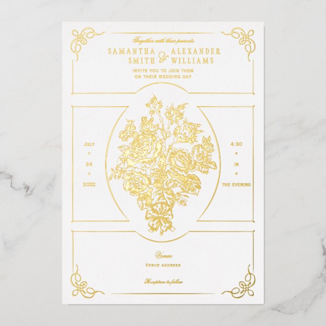 Chinoiserie Elegant Blue Bouquet Victorian Wedding (Front)