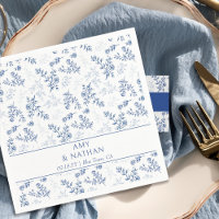 Chinoiserie Elegant Floral Blue and White Wedding