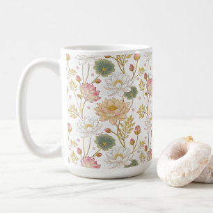 Chinoiserie Elegant Lotus Flowers Gold Pink Coffee Mug