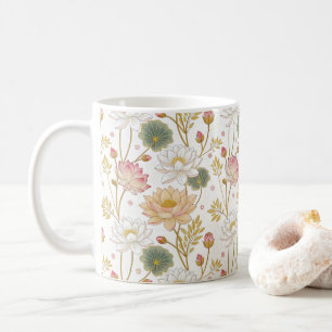 Chinoiserie Elegant Lotus Flowers Gold Pink Coffee Mug