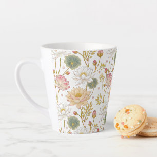 Chinoiserie Elegant Lotus Flowers Gold Pink Latte Mug