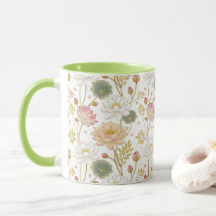 Chinoiserie Elegant Lotus Flowers Gold Pink Mug