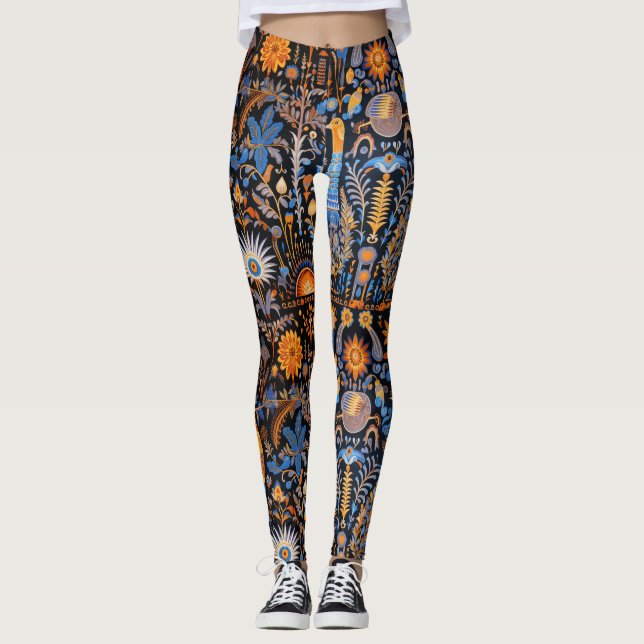 Chinoiserie Exotic Birds Botanical Pattern (10) Leggings (Front)