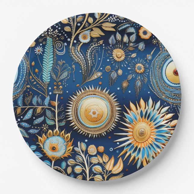 Chinoiserie Exotic Birds Botanical Pattern (2) Paper Plate (Front)