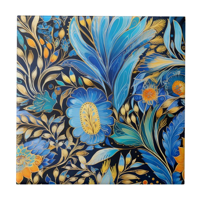 Chinoiserie Exotic Birds Botanical Pattern (3) Tile (Front)