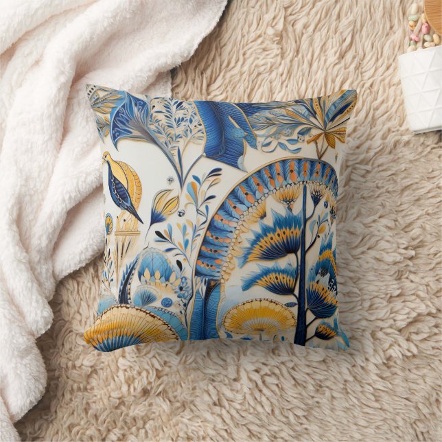 Chinoiserie Exotic Birds Botanical Pattern (4) Cushion (Blanket)